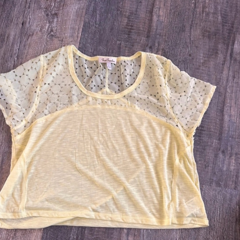 Yellow Sheer Lace Top